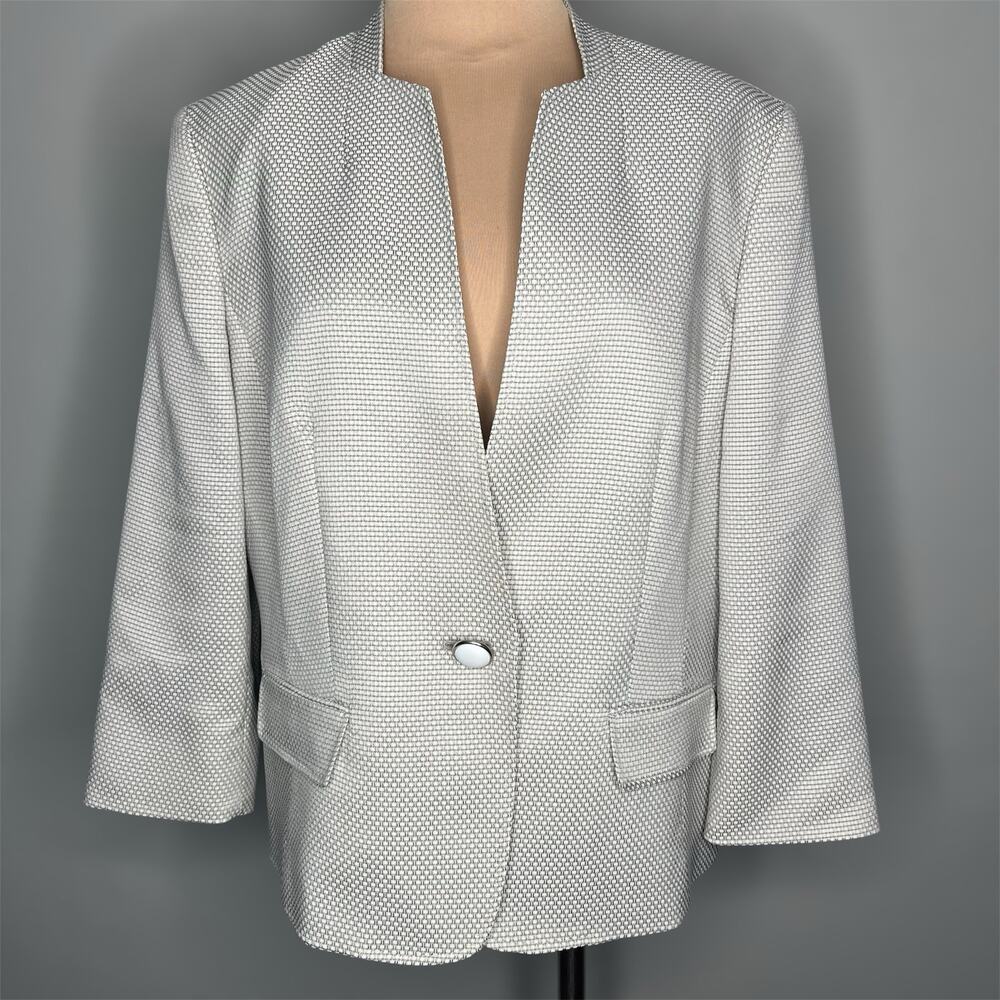 Kasper Suit Jacket 16 Womens Blazer Beige Business Work One Button Career Chic